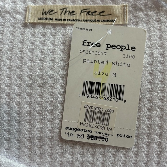 We The Free people Thermal WaffleKnit Oversized White LongSleeve Shirt Medium - Picture 2 of 16